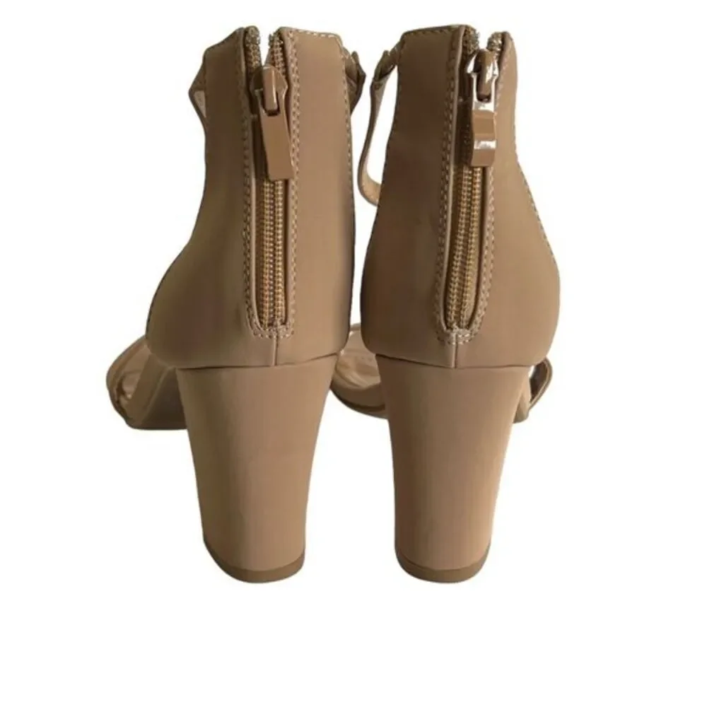 Top‎ Moda Women's Tan High Heel Sandals With Zipper Closure Size 7.5 Hannah-1